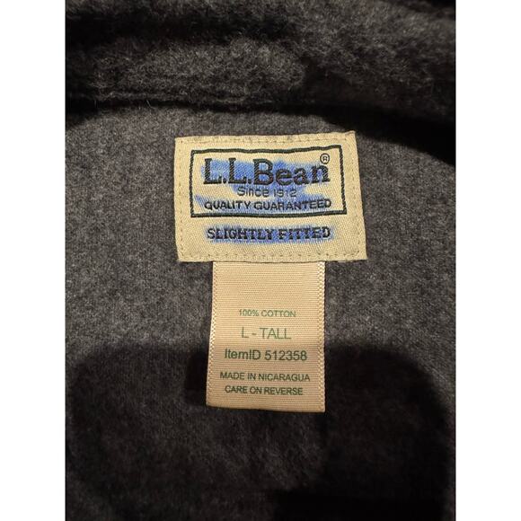 L.L. Bean Men's Size Large Slightly Fitted Long Sleeve Flannel Shirt Gray - Picture 3 of 5